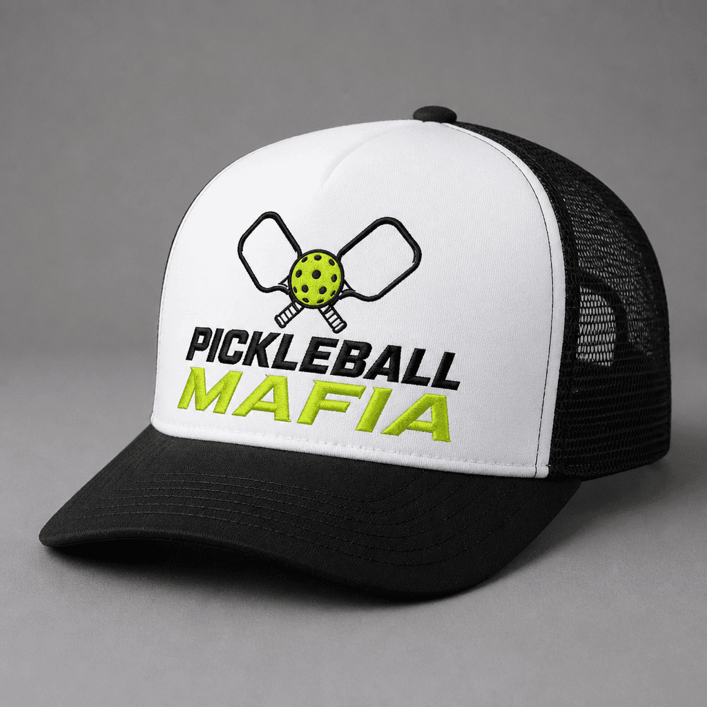 White and black Richardson 112-style trucker with Pickleball Mafia mark
